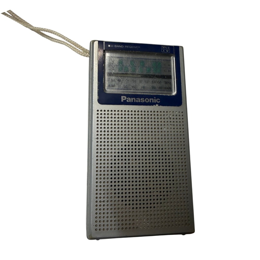 Vintage Panasonic RF-1050 4-Band Portable Radio AM FM TV Silver Pocket Receiver